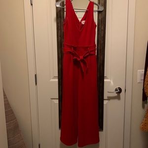 Red Jumpsuit Anthropologie with Waist Tie Belt